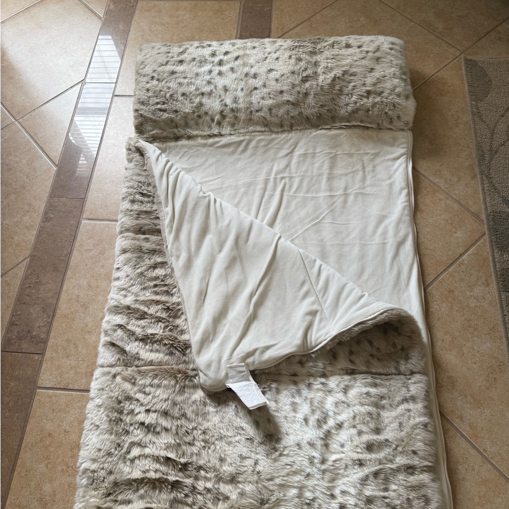 Restoration Hardware Faux Fur Sleeping Bag, Snow Leopard